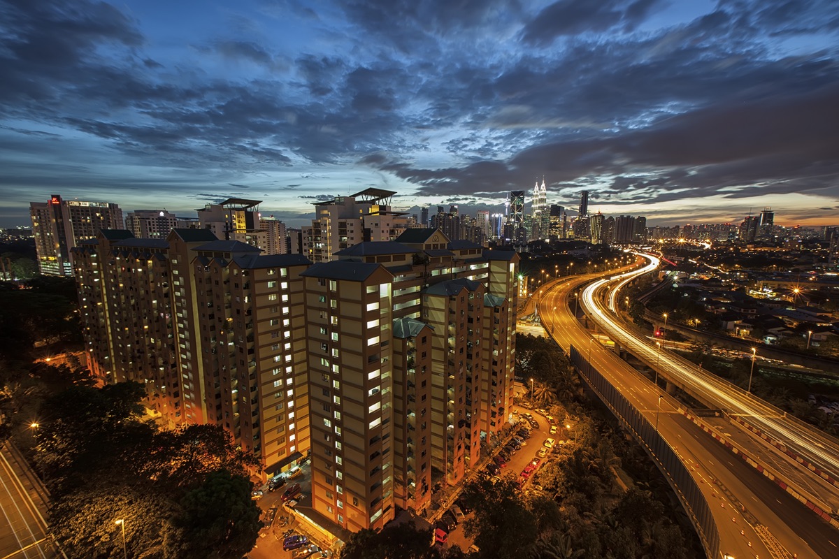 The Kuala Lumpur skyline at blue hour